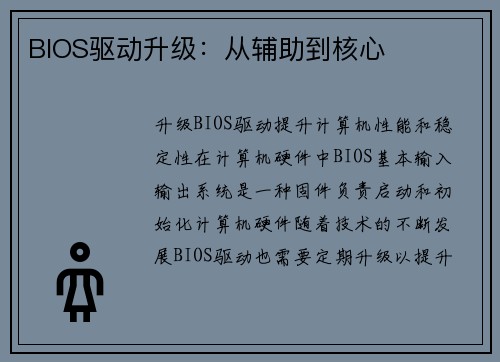 BIOS驱动升级：从辅助到核心